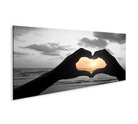 islandburner Cuadro sobre lienzo Amor Positivo Corazón Manos Pareja Playa Cuadros Murales Póster
