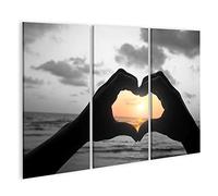 islandburner Cuadro sobre lienzo Amor Positivo Corazón Manos Pareja Playa Cuadros Murales Póster