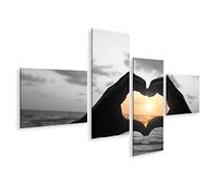 islandburner Cuadro sobre lienzo Amor Positivo Corazón Manos Pareja Playa Cuadros Murales Póster