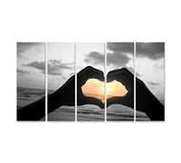 islandburner Cuadro sobre lienzo Amor Positivo Corazón Manos Pareja Playa Cuadros Murales Póster