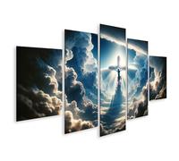 islandburner Cuadro sobre lienzo Ángeles Humanos Figura de Luz en Cielo Nublado Cuadros Murales Póster