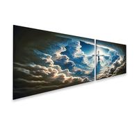 islandburner Cuadro sobre lienzo Ángeles Humanos Figura de Luz en Cielo Nublado Cuadros Murales Póster