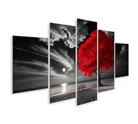 islandburner Cuadro sobre lienzo Árbol Rojo en una playa iluminada por la luna en blanco y negro cuadros cuadros murales Póster