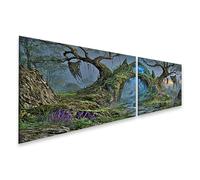 islandburner Cuadro sobre lienzo Arco de piedra místico en bosque mural Salón para amantes de la naturaleza - 2 piezas