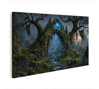 islandburner Cuadro sobre lienzo Arco de piedra místico en el bosque mural Salón para amantes de la naturaleza - Edición C1