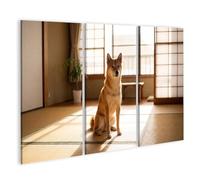 islandburner Cuadro sobre lienzo Armonioso Shiba Inu Mural Sala de Estar Para Amigos Animales - 3 Piezas