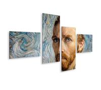 islandburner Cuadro sobre lienzo artístico mural de hombre con barba roja y mirada intensa, 4 piezas, edición M1