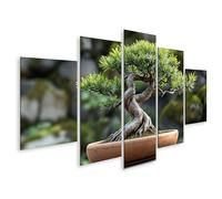 islandburner Cuadro sobre lienzo artístico mural de un árbol bonsái en luz natural - 5 piezas
