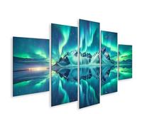 islandburner Cuadro sobre lienzo auroras boreales y montañas en aguas tranquilas reflejadas imágenes murales carteles