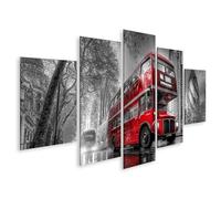islandburner Cuadro sobre lienzo autobús rojo de dos pisos en Londres - Fotografía en blanco y negro - 5 piezas