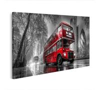 islandburner Cuadro sobre lienzo autobús rojo de dos pisos en Londres - Fotografía en blanco y negro - Edición V1