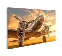 islandburner Cuadro sobre lienzo biplano antiguo al atardecer para sala de estar amante de los aviones agencia de viajes cuadros murales póster