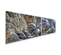 islandburner Cuadro sobre lienzo Caballero medieval frente de muro de piedra - Mural para amantes de la historia - 2 piezas