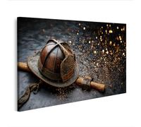 islandburner Cuadro sobre lienzo casco de bombero con hacha y chispas brillantes como mural - Edición C1