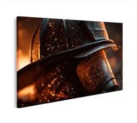 islandburner Cuadro sobre lienzo casco de bombero con hacha y chispas brillantes Mural - Edición E4