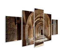 islandburner Cuadro sobre lienzo Claustro abovedado con sombra en suelo de piedra - 5 piezas