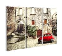 islandburner Cuadro sobre lienzo Coche Rojo Antiguo Frente Edificio Histórico Cuadros Murales Póster