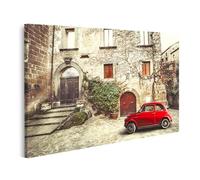islandburner Cuadro sobre lienzo Coche Rojo Antiguo Frente Edificio Histórico Cuadros Murales Póster