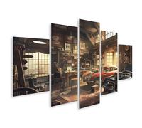 islandburner Cuadro sobre lienzo coches clásicos y taller vintage para sala de estar entusiastas de la automoción comercio de automóviles cuadros murales carteles