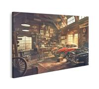 islandburner Cuadro sobre lienzo coches clásicos y taller vintage para sala de estar entusiastas de la automoción comercio de automóviles cuadros murales carteles