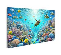 islandburner Cuadro sobre lienzo colorido mundo submarino con peces y tortugas en arrecife de coral cuadros cuadros murales póster