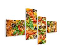 islandburner Cuadro sobre lienzo Colorido Veggie Pizza Mural Cocina Para Gourmets - 4 piezas - Edición P1