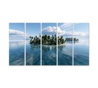islandburner Cuadro sobre lienzo con diseño de isla paradisíaca de ensueño, decoración para el salón, para los amantes de la pasión por los viajes - 5 piezas XXL - Edición X2