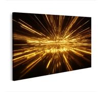 islandburner Cuadro sobre lienzo con rayos dorados en perspectiva para decoración de pared moderna, edición L1