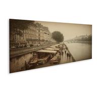 islandburner Cuadro sobre lienzo con soporte de libros en el Sena en París - mural nostálgico - panorámico