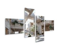 islandburner Cuadro sobre lienzo de arquitectura moderna Atrium mural para oficina o salón - Para amantes del diseño - 4 piezas - Edición N1