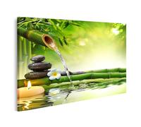 islandburner Cuadro sobre lienzo de bambú zen oasis con agua corriente y luz de velas cuadros murales carteles