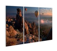 islandburner Cuadro sobre lienzo de Capadocia mágica globo aerostático mural para sala de estar para los amantes de los viajes - 3 piezas