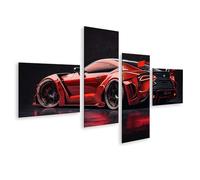 islandburner Cuadro sobre lienzo de coche deportivo rojo con diseño llamativo y barniz brillante cuadros cuadros murales póster