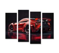 islandburner Cuadro sobre lienzo de coche deportivo rojo con diseño llamativo y barniz brillante cuadros cuadros murales póster