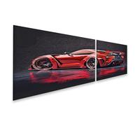 islandburner Cuadro sobre lienzo de coche deportivo rojo con diseño llamativo y barniz brillante cuadros cuadros murales póster