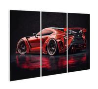 islandburner Cuadro sobre lienzo de coche deportivo rojo con diseño llamativo y barniz brillante cuadros cuadros murales póster