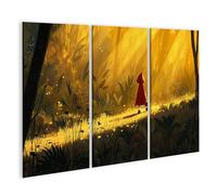 islandburner Cuadro sobre lienzo de cuento de hadas Caperucita Roja Bosque, impresión artística para habitación infantil para pequeños exploradores, 3 piezas