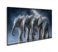 islandburner Cuadro sobre lienzo de ensueño desfile de elefantes mural para habitación infantil para pequeños exploradores - Edición A1