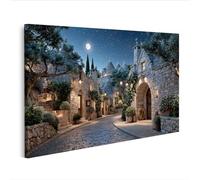 islandburner Cuadro sobre lienzo de ensueño pueblo trulli paisaje nocturno mural salón romántico edición S2