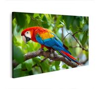 islandburner Cuadro sobre lienzo de guacamayo colorido sobre rama en la selva tropical - Mural para amantes de la naturaleza - Edición S5