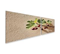 islandburner Cuadro sobre lienzo de higueras maduras con hojas en pared cálida - 2 piezas