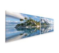 islandburner Cuadro sobre lienzo de isla tropical de ensueño, decoración de salón, para los amantes de la pasión por los viajes - 2 piezas - Edición B1