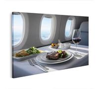 islandburner Cuadro sobre lienzo de lujo comida de avión con carne y vino tinto - Edición P2