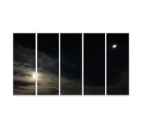 islandburner Cuadro sobre lienzo de luna plateada tras nubes en el cielo nocturno - 5 piezas XXL - Edición F3