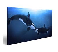 islandburner Cuadro sobre lienzo de orcas en el mar profundo ballena cuadros impresiones imágenes mural decoración de pared