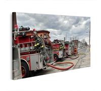 islandburner Cuadro sobre lienzo dinámico de camión de bomberos para oficina, diseño de héroes y rescatistas, edición G4