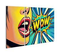 islandburner Cuadro sobre lienzo, diseño de boca pop art dice 'wow' en estilo cómic