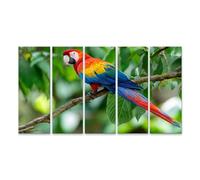 islandburner Cuadro sobre lienzo, diseño de guacamayo en rama en la selva tropical, 5 piezas, XXL, edición L1