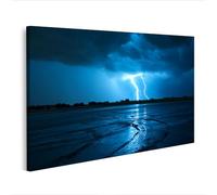 islandburner Cuadro sobre lienzo, diseño de rayo sobre carretera mojada con huellas de neumáticos, edición A1
