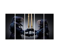islandburner Cuadro sobre lienzo Dos Kaempfer Kendo en duelo con espadas de bambú cuadros cuadros murales 160 x 80 cm